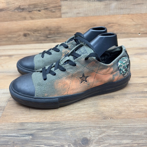 Converse Sneakers Juniors 3 One Star Camo Green Skull Low Top Lace Up Shoes - Picture 8 of 10